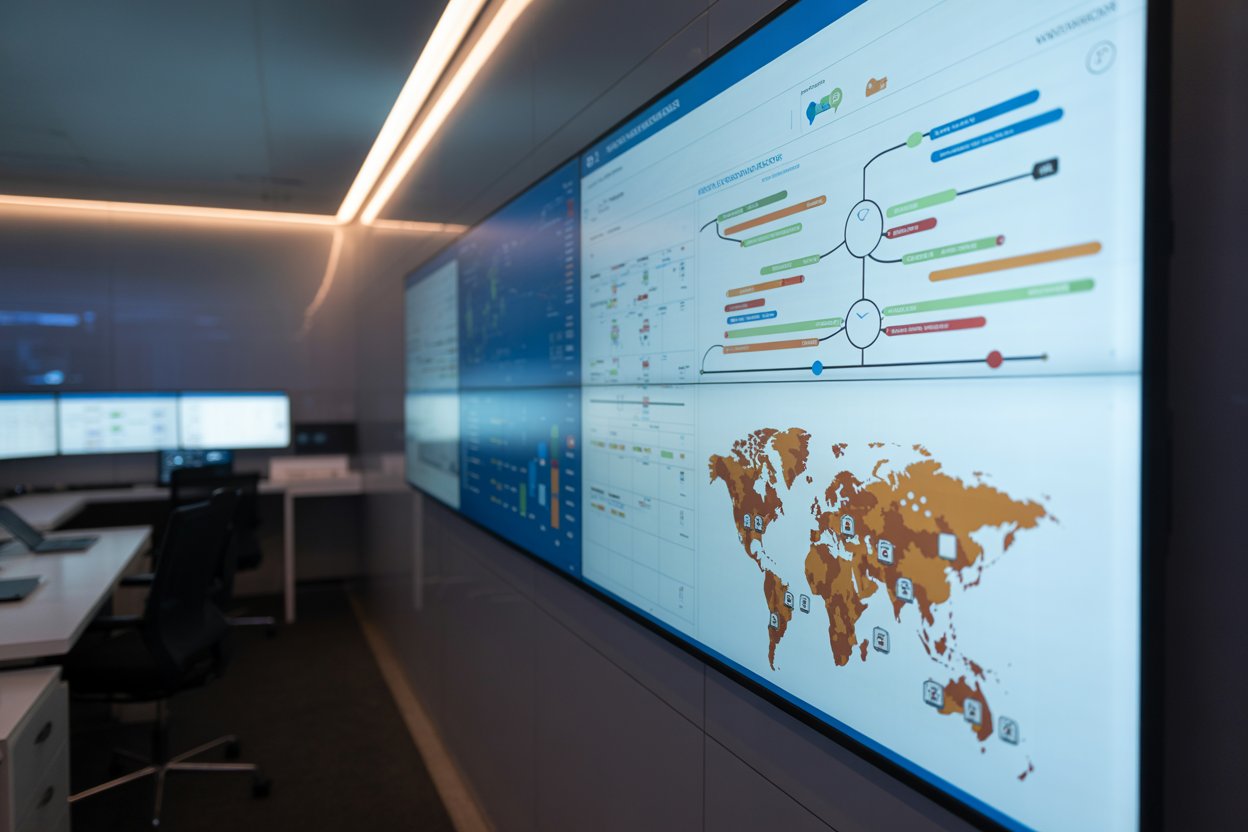 Supply chain workflow on a logistics dashboard